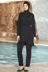 3'lü Pareolu Likralı Tam Kapalı Tesettür Mayo 1252/01 Siyah | 44