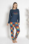 Kadın Termal Pijama Takımı 24483 Lacivert | L