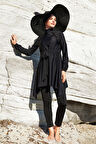 Tasarım Likralı Tam Kapalı Tesettür Mayo Belında 1124 Siyah | M