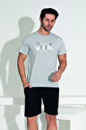 Erkek Şort Tshirt Pijama Takımı 25252 Gri | L