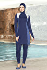 Likralı Tam Kapalı Tesettür Mayo 1267-02 Lacivert | 38