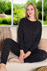 Kadın Viskon Uzun Kol Pijama Takımı 240984 Siyah | M