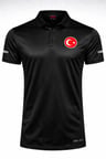 Ghassy Co. Türk Bayrak Logolu Polo Yaka Hafif Esnek Hızlı Kuruyan Kumaş Performans Spor Tişört