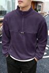 Ghassy Co. Erkek Oversize Regular Dik Yaka Yarım Fermuarlı Polar Sweatshirt