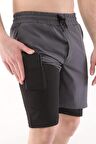Ghassy Co. Erkek Running Hızlı Kuruma Antrenman  Fitness Kısa Taytlı Şort 