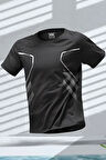 Ghassy Co. Erkek Ultra Esnek Nem Emici Vücut Geometrik Hızlı Kuruyan Hafif Spor T-shirt