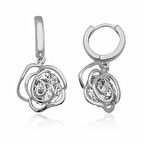 Gümüş Sallantılı Gül Kadın Küpe