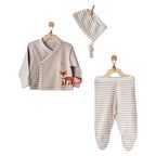Andywawa AC23013 Organic Newborn Baby 3Lü Prematüre Zıbın Takımı Beige