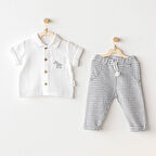 Erkek Bebek Takım 2 Parça Set Little King AC25813