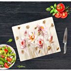 Sabanbaba Dekoratif Cam Kesme Tahtası Ballı Çiçek 30 x 40 cm | Cam Kesme Tablası