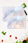2' li Takım 30x40 cm ve 20x30 cm Ezgi Desenli Cam Kesim Tablası ve Ocak Koruma