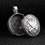 Çift Taraflı Zulfikar Desenli Açılabilir Cevşen  925 Ayar Gümüş Erkek Kolye Ucu