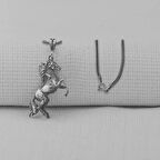 Dört Nala Koşan Üç Boyutlu 925 Ayar Gümüş Erkek Kolye