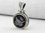 Osmanlı Tuğra Desenli Ortası Dönen 925 Ayar Gümüş Erkek Kolye Ucu