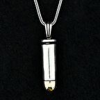 Özel Mermi Kurşun 925 Ayar Gümüş Erkek Kolye