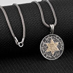 Süleyman Mührü Kalın Zincirli Özel Tasarım 925 Ayar Gümüş Erkek Kolye