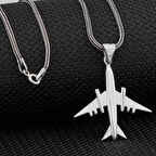 Uçak Tsarımlı  925 Ayar Gümüş Erkek Kolye