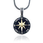 Pusula Tasarımlı 925 Ayar Gümüş Erkek Kolye