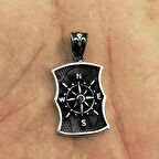 Özel Pusula Tasarımlı  925 Ayar Gümüş Erkek Kolye Ucu