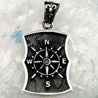 Özel Pusula Tasarımlı  925 Ayar Gümüş Erkek Kolye Ucu