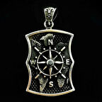 Özel Pusula Tasarımlı  925 Ayar Gümüş Erkek Kolye Ucu