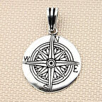 Pusula Yön Tasarımlı 925 Ayar Gümüş Erkek Kolye Ucu