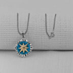 Pusula Tasarımlı 925 Ayar Gümüş Erkek Kolye