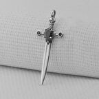 Zirkon Taşlı Şovalye 925 Ayar Gümüş Erkek Kolye