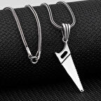 Testere Tasarımlı 925 Ayar Gümüş Erkek Kolye