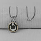 Ortası Dönen Ay Yıldız  Tasarımlı 925 Ayar Gümüş Erkek Kolye