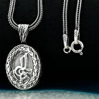 Tuğra Tasarımlı Dualı 925 Ayar Gümüş Erkek Kolye