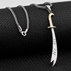 Türkçe Ve Arapça Hz Ali Yazılı Zulfikar 925 Ayar Gümüş Erkek Kolye