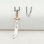 Türkçe Ve Arapça Hz Ali Yazılı Zulfikar 925 Ayar Gümüş Erkek Kolye