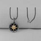 Pusula Tasarımlı 925 Ayar Gümüş Erkek Kolye