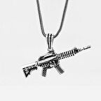 Tüfek Tasarımlı 925 Ayar Gümüş Erkek Kolye