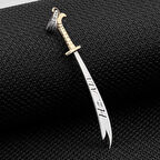 Türkçe Ve Arapça Hz Ali Yazılı Zulfikar 925 Ayar Gümüş Erkek Kolye Ucu