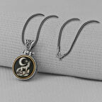 Uluyan Kurt Ay Yıldız  Ortası Dönen  925 Ayar Gümüş Erkek Kolye