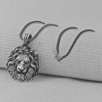 Yeleli Aslan  925 Ayar Gümüş Erkek Kolye