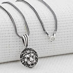 Aslan Figürlü 925 Ayar Gümüş Erkek Kolye