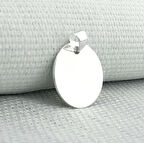 Plaka Yuvarlak Parlak Küçük Boy 925 Ayar Gümüş Erkek Kolye Ucu