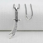 Zülfikar Figürlü Dualı 925 Ayar Gümüş Erkek Kolye