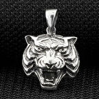 Aslan Üç Boyutlu 925 Ayar Gümüş Erkek Kolye