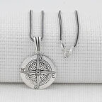 Pusula Tasarımı 925 Ayar Gümüş Erkek Kolye