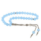 Doğal Taşlı Mavi Yeşim Taşlı Gümüş Tesbih