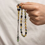 Sıkma Kehribar Kazaz Püsküllü 1000 Ayar Gümüş Tesbih