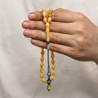 Sıkma Kehribar Kazaz Püsküllü 1000 Ayar Gümüş Tesbih