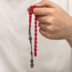 Sıkma Kehribar Kazaz Püsküllü 1000 Ayar Gümüş Tesbih