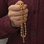 Arpa Sıkma Kehribar 925 Ayar Gümüş Tesbih