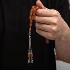 Sıkma Kehribar 925 Ayar Gümüş Tesbih