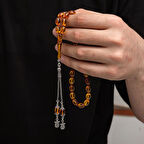 Sıkma Kehribar 925 Ayar Gümüş Tesbih